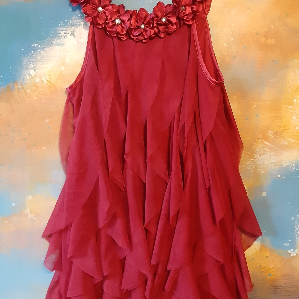 Girls 12 Maroon Flower Girl Dress
